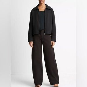 Vince Zip Up Collared Black Jacket